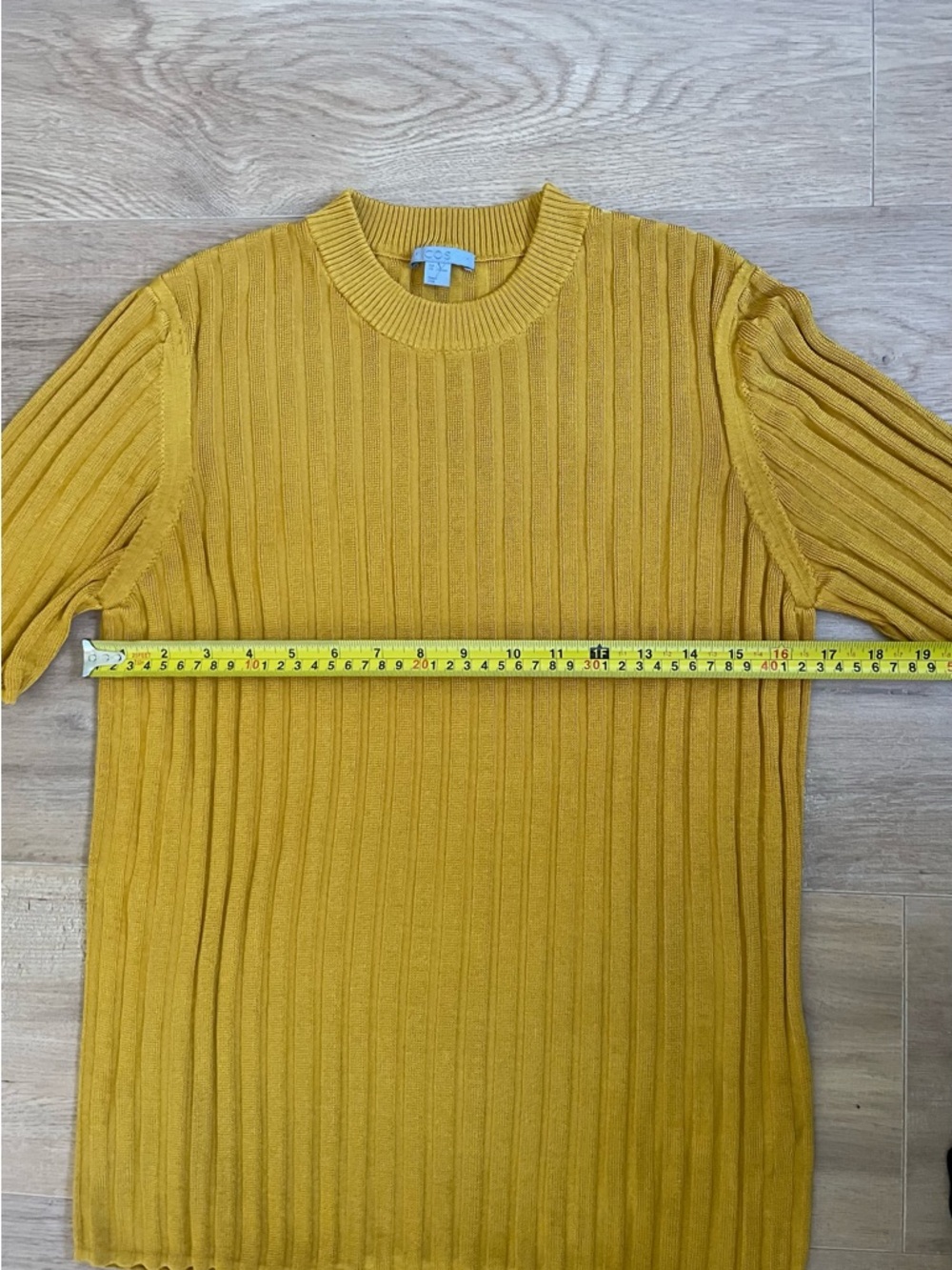 COS Ribbed Short-Sleeve Knit Top in Mustard L - Picture 7 of 8